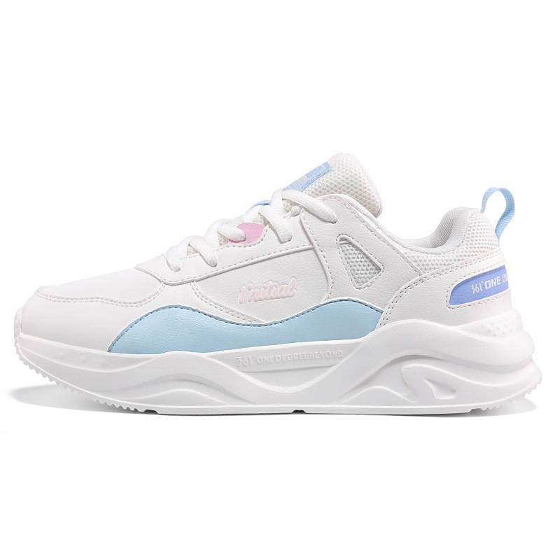 361° Slip Resistant Abrasion Resistant Low top Casual Running Shoes Women's White Blue Pink