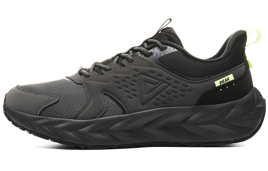 PEAK Cushioning Slip Resistant Abrasion Resistant Breathable Low top Running Shoes Men's Dark Gray Black
