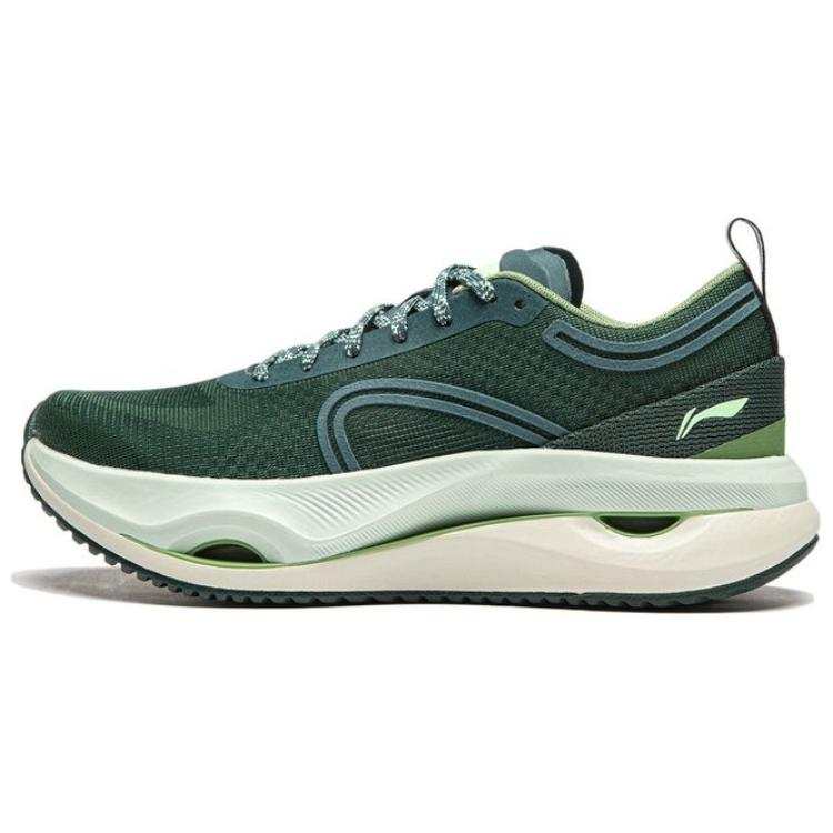 Li-Ning Li Ning Cushioning Slip Resistant Abrasion Resistant Lightweight Rebound Low top Running Shoes Women's Green