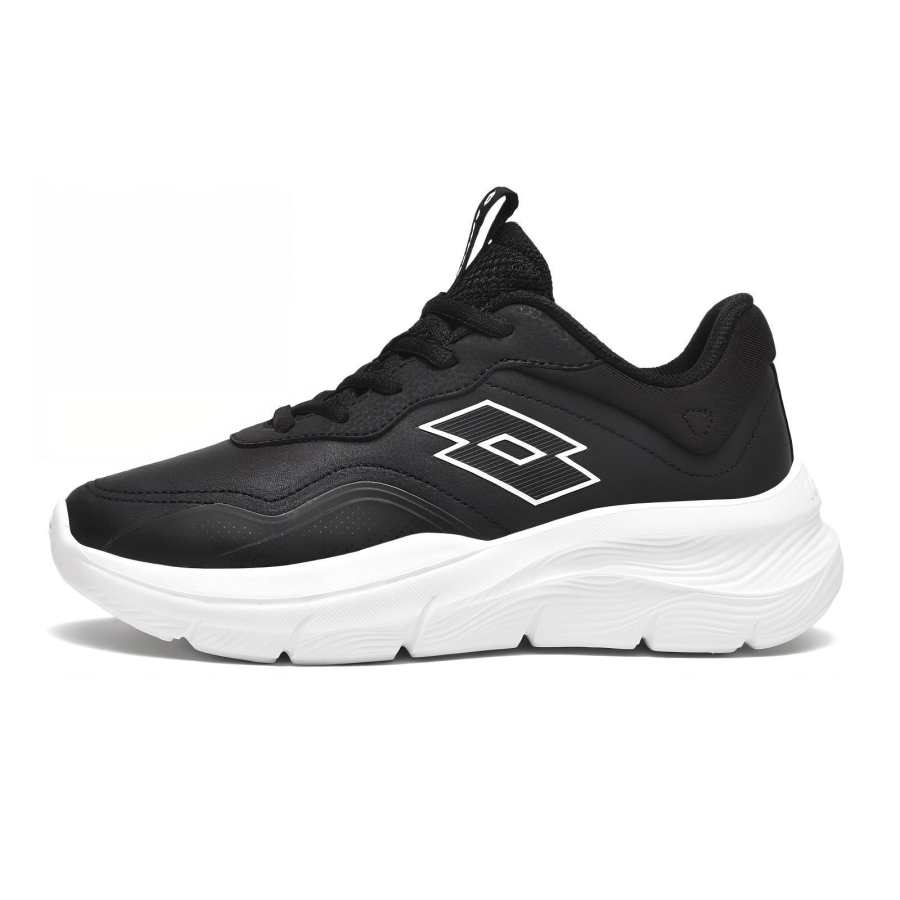 LOTTO Synthetic Leather Slip Resistant, Breathable, Lightweight Low top Casual Running Shoes Women's Black White
