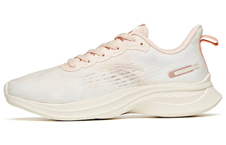 Anta Cushioning Slip Resistant Abrasion Resistant Breathable Lightweight Low top Running Shoes Women's White Pink