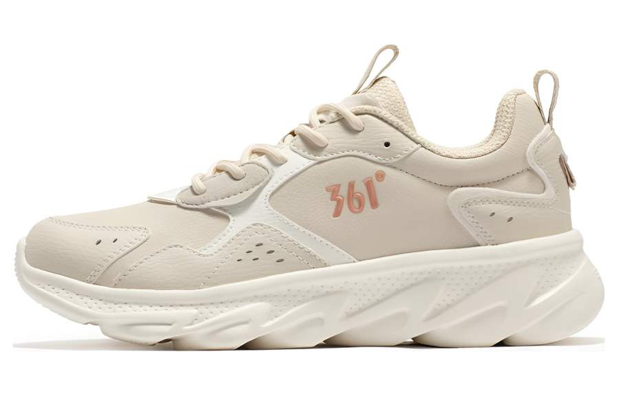 361° Cushioning Slip Resistant Lightweight Rebound Low top Running Shoes Women's Beige