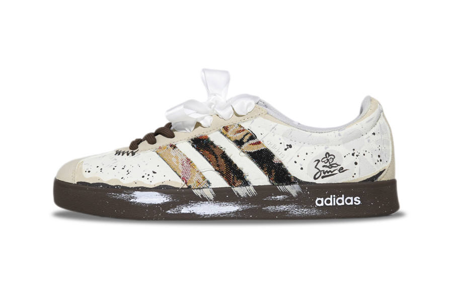Adidas Adidas VL COURT 2.0 Slip Resistant Abrasion Resistant Low top Skateboard Shoes Unisex White Brown