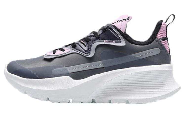 Li-Ning Li Ning Cushioning Slip Resistant Abrasion Resistant Rebound Low top Running Shoes Women's Gray Pink