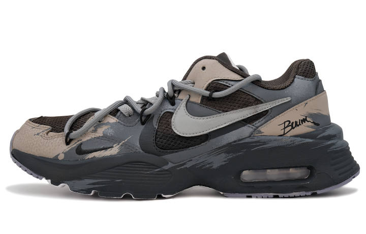 Nike Nike Air Max Fusion Slip Resistant Abrasion Resistant Low top Running Shoes Unisex Black Brown