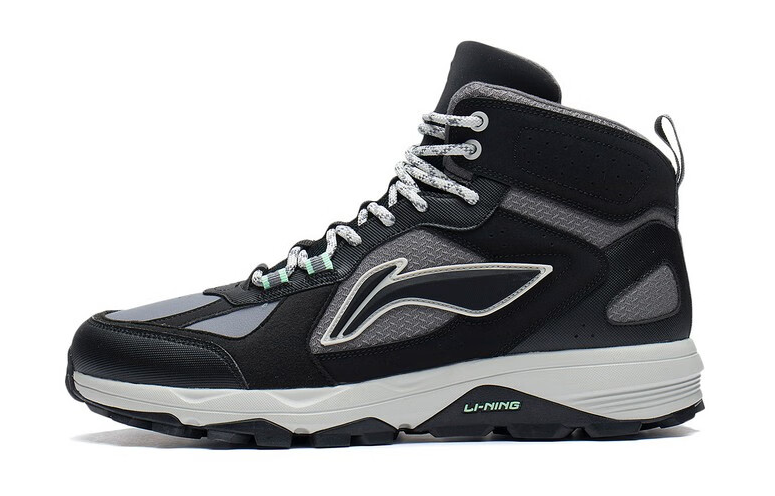 Li-Ning Li Ning Textile, Synthetic Leather Slip Resistant, Abrasion Resistant, Reflective High top Running Shoes Men's
