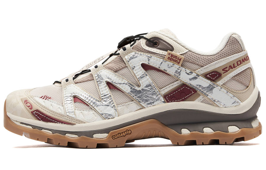SALOMON XT Quest Slip Resistant Low top Running Shoes Unisex Silver Yellow Brown