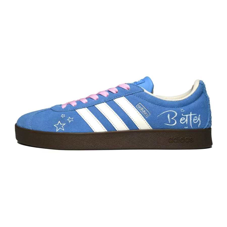 Adidas Adidas VL COURT 2.0 Slip Resistant Abrasion Resistant Low top Skateboard Shoes Unisex Blue Pink