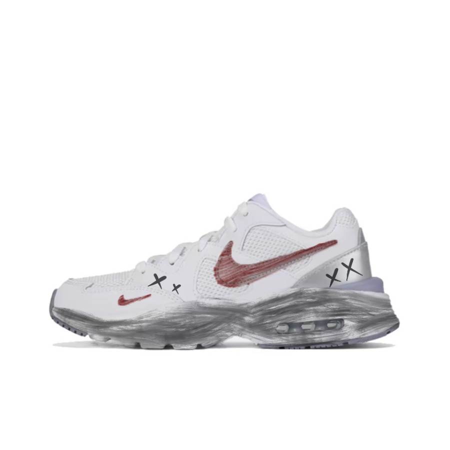 Nike Nike Air Max Fusion Cushioning Slip Resistant Abrasion Resistant Low top Running Shoes Women's Black White Red
