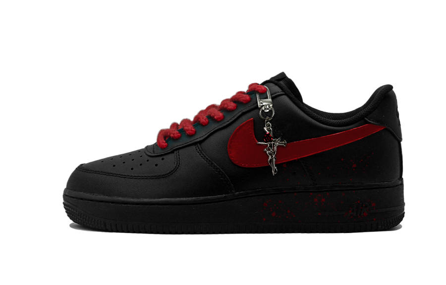 Nike Nike Air Force 1 Blood Red Rose, Cross, Vintage Classic Low top Skateboard Shoes Unisex Scarlet