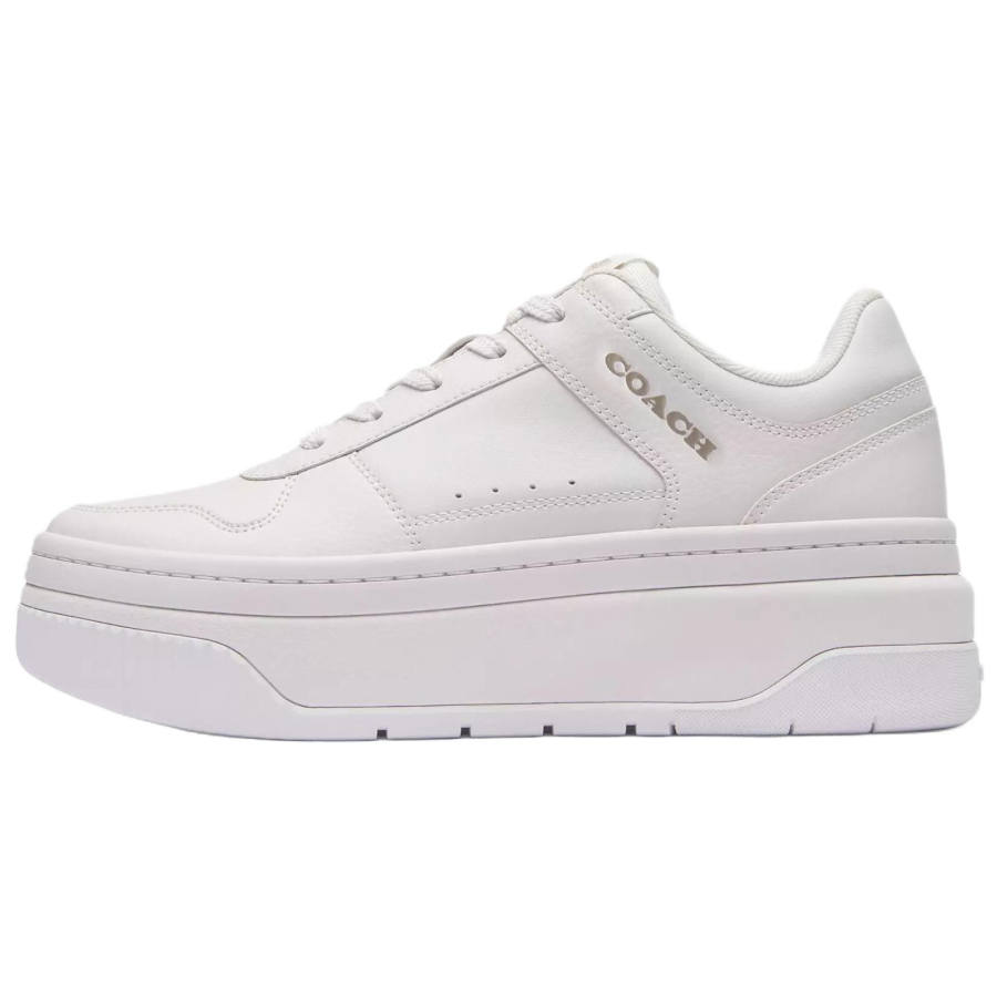 COACH Leather Low top Skateboard Shoes Women's Optical White