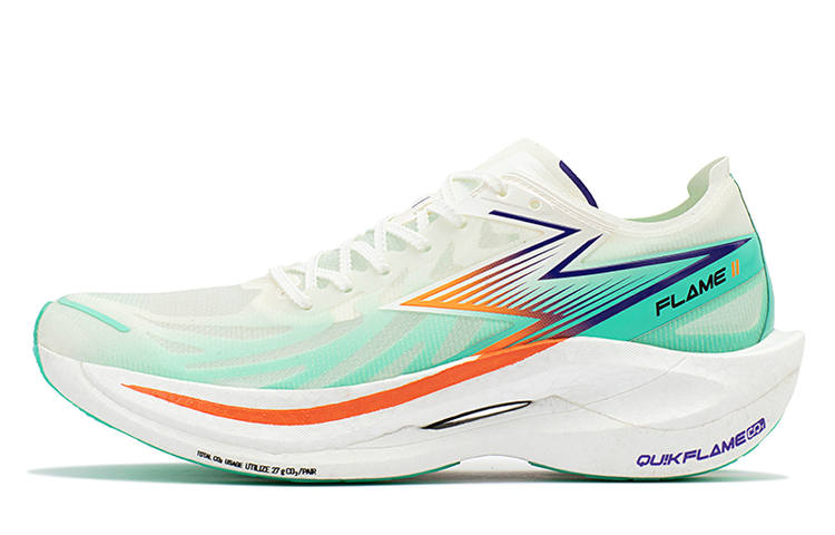 361° Feiran 2 Cushioning Slip Resistant Abrasion Resistant Lightweight Low top Sprint Running Shoes Unisex White Green