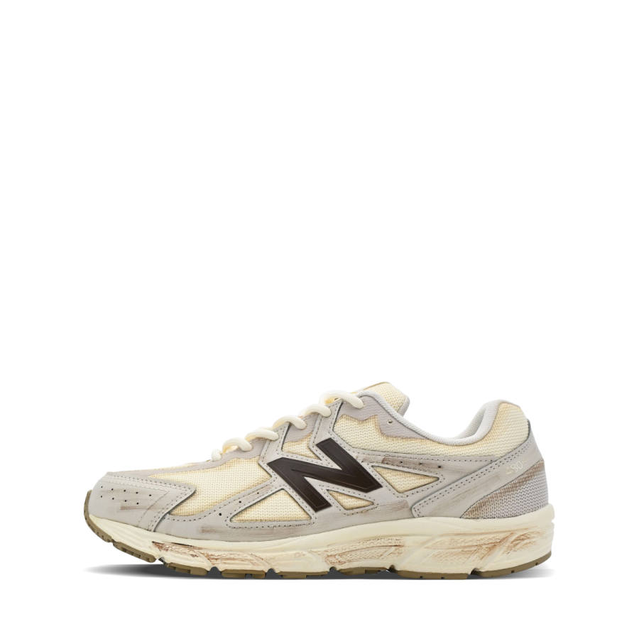 New Balance New Balance NB 480 Textile, Artificial Leather Lightweight Mid top Running Shoes Women's Gray Yellow 4E