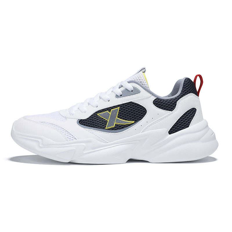 XTEP Slip Resistant, Abrasion Resistant, Breathable Low top Casual Sprint Running Shoes Men's White Blue