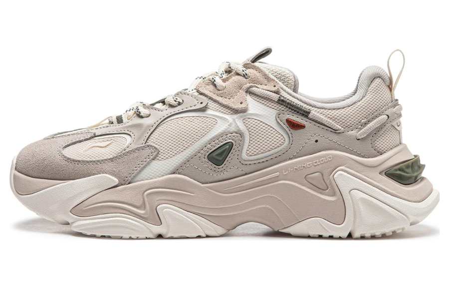 Li-Ning Li Ning Qianhangce 2 CF Tracing Slip Resistant Abrasion Resistant Low top Casual Shoes Women's Mica Gray