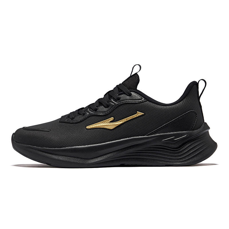 Erke Cushioning Slip Resistant Lightweight Low top Casual Running Shoes Men's Black Gold