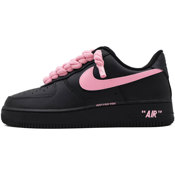 Nike Nike Air Force 1 Slip Resistant Abrasion Resistant Low top Skateboard Shoes Unisex Black Pink