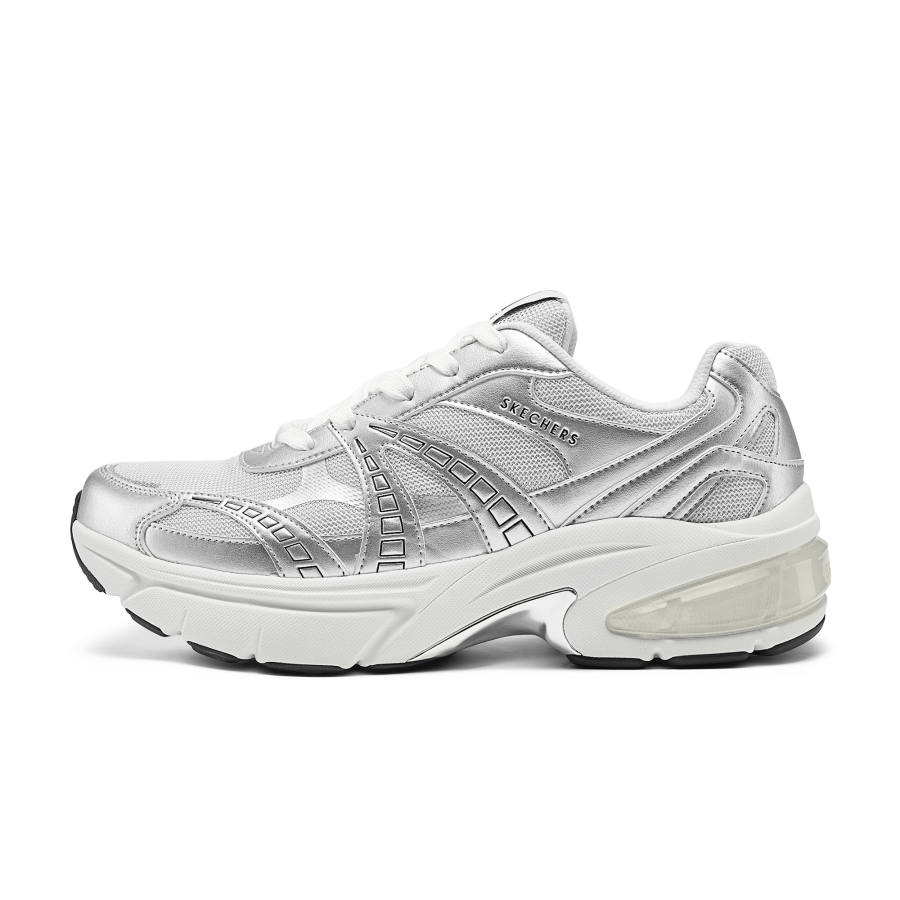 Skechers Breathable Lightweight Support Cushioning Balance Abrasion Resistant Low top Casual Running Shoes Men's Silver