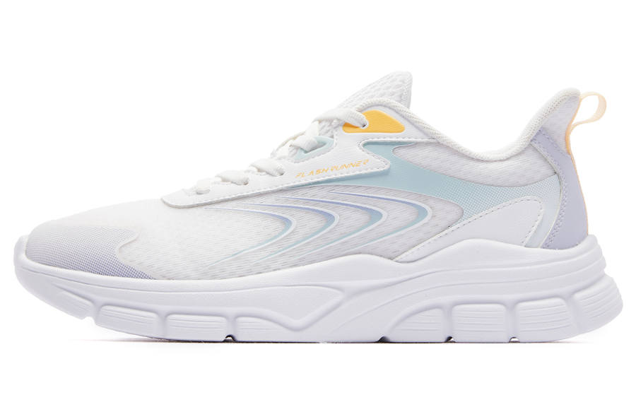 QIAODAN Mesh Slip Resistant, Abrasion Resistant, Breathable Low top Running Shoes Women's White Cyan Purple