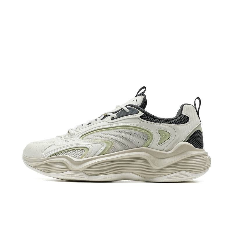 XTEP Abrasion Resistant Coverage Cushioning Low top Casual Shoes Men's Beige Black Green