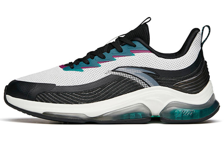 Anta Comfortable Cushioning Slip Resistant Abrasion Resistant Low top Running Shoes Men's Black White Green