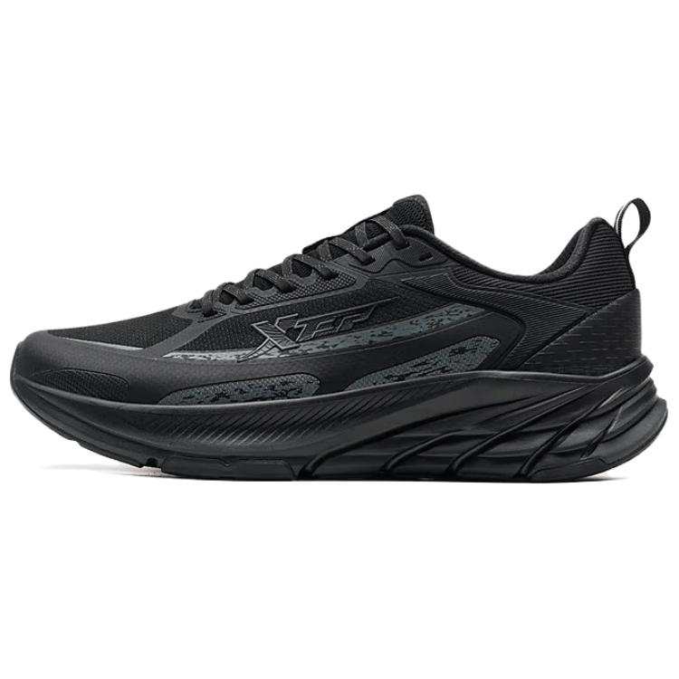 XTEP Textile, Synthetic Leather Breathable Cushioning Rebound Low top Casual Running Shoes Men's Black