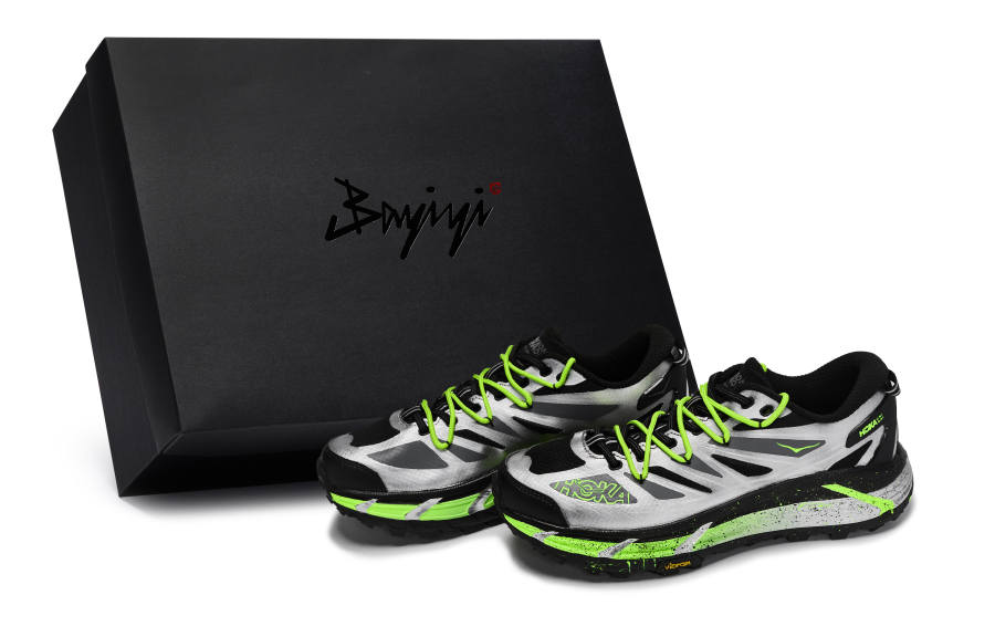 HOKA ONE ONE Mafate Speed 2 Cushioning Support Cushioning Support Low top Running Shoes Unisex Black Silver Neon Green