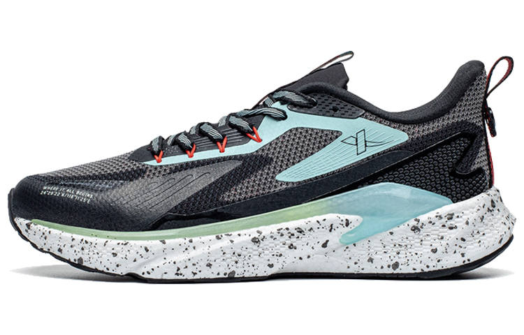 XTEP Cushioning Slip Resistant Abrasion Resistant Running Shoes Men's Black Gray Blue