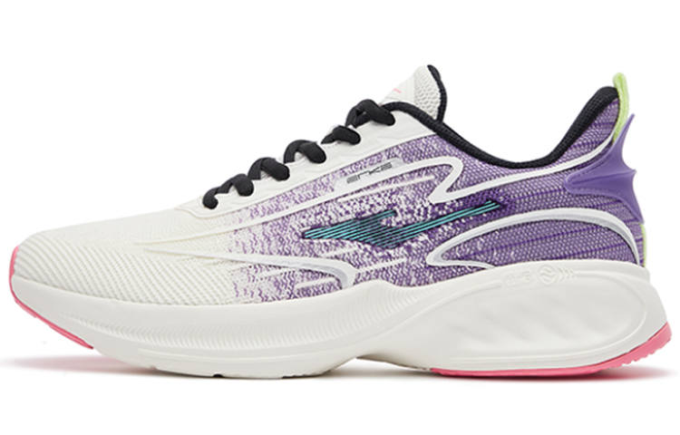 Erke Textile, Synthetic Leather Cushioning Slip Resistant Abrasion Resistant Low top Running Shoes Men's White Purple