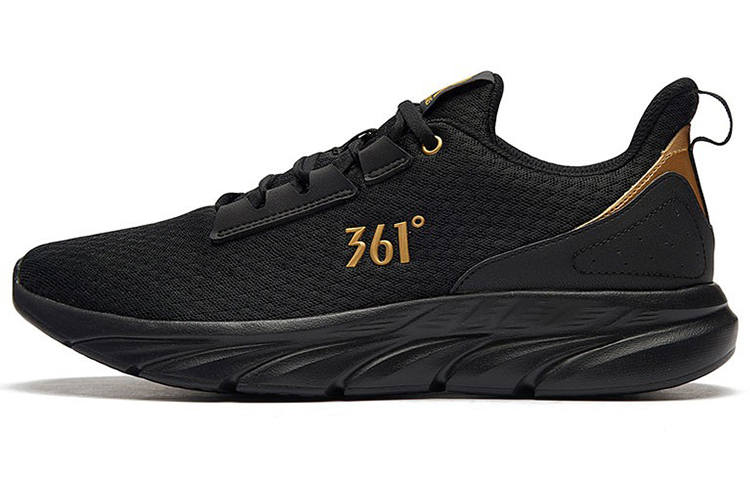 361° Cushioning Abrasion Resistant Slip Resistant Low top Running Shoes Men's Black Gold Fitness
