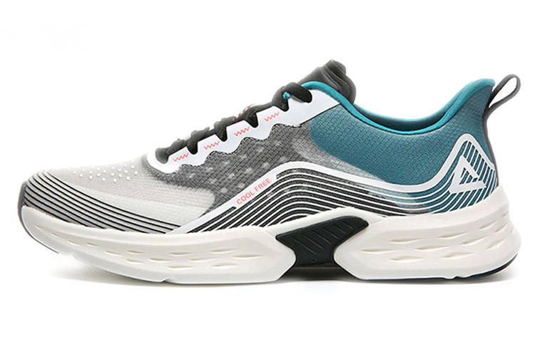 PEAK Cushioning Slip Resistant Abrasion Resistant Low top Running Shoes Men's White Gray Blue