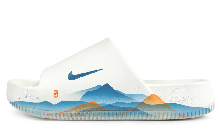 Nike Nike Calm Slide Slip Resistant Slide Slippers Men's White Blue