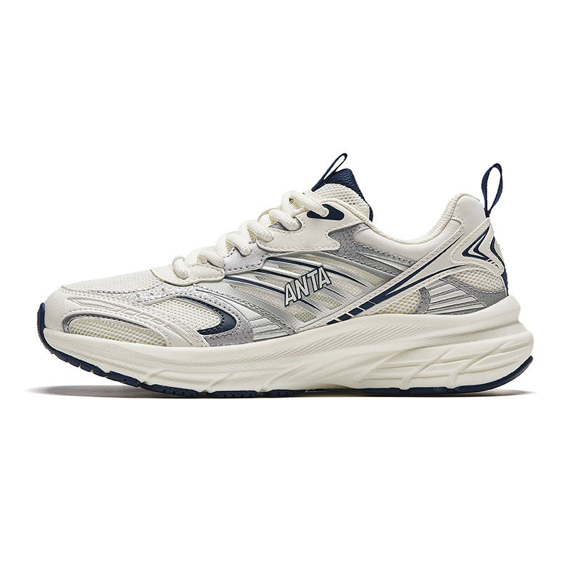 Anta Light year Cushioning Slip Resistant Abrasion Resistant Breathable Low top Casual Running Shoes Women's White Blue