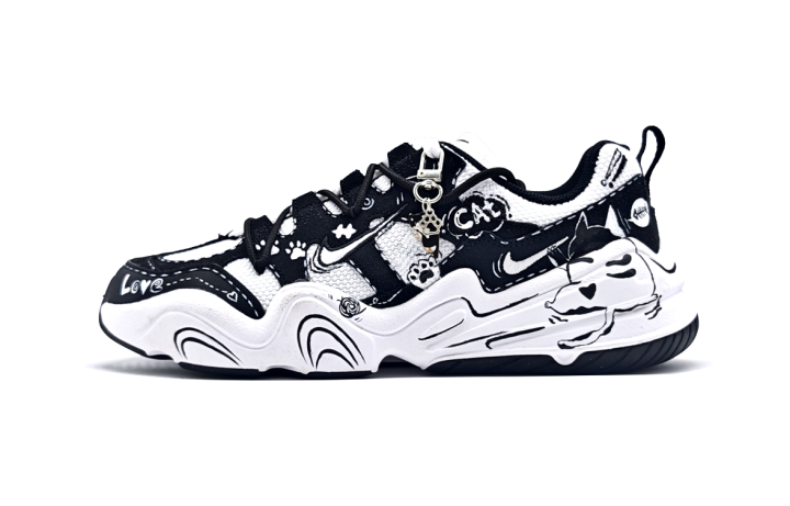Nike Nike Tech Hera Butter Cat Cushioning, Wear Resistant Low top Casual Shoes Unisex Black White
