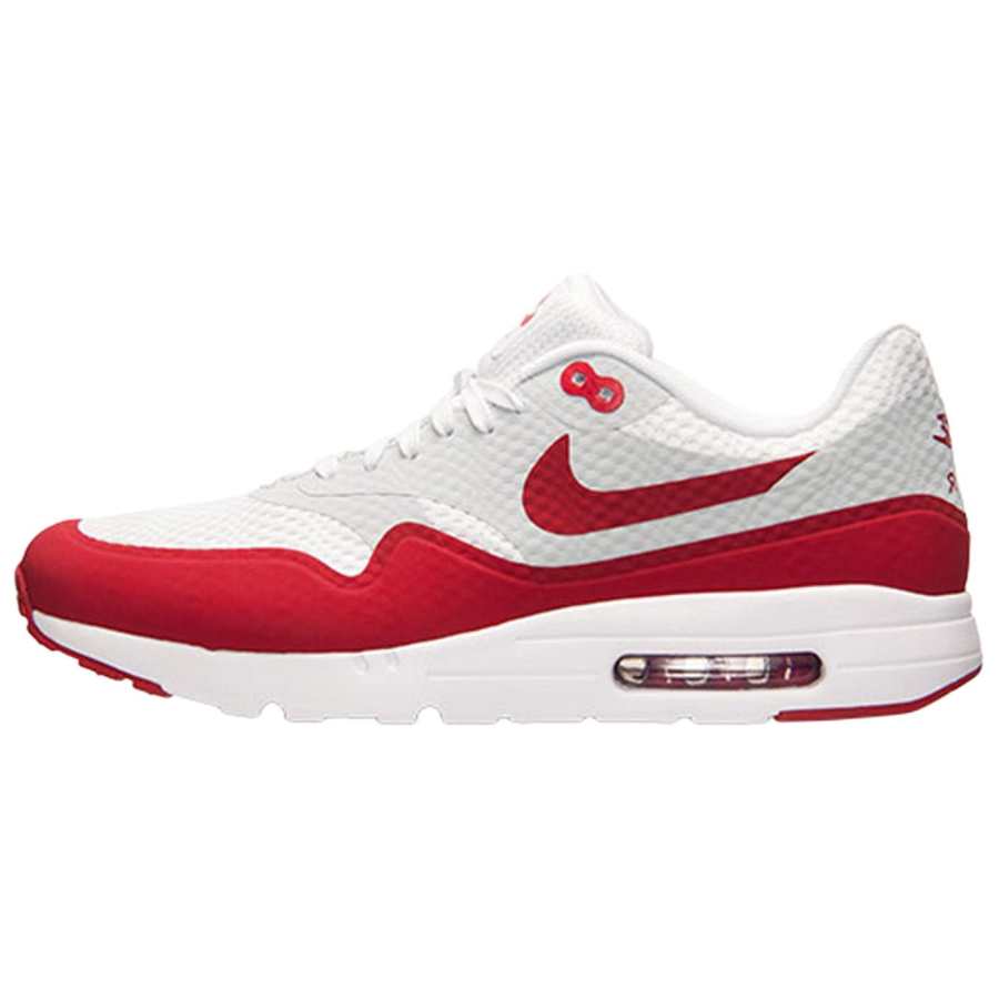 Nike Nike Air Max 1 Abrasion Resistant Abrasion Resistant Low top Casual Running Shoes Unisex White Red