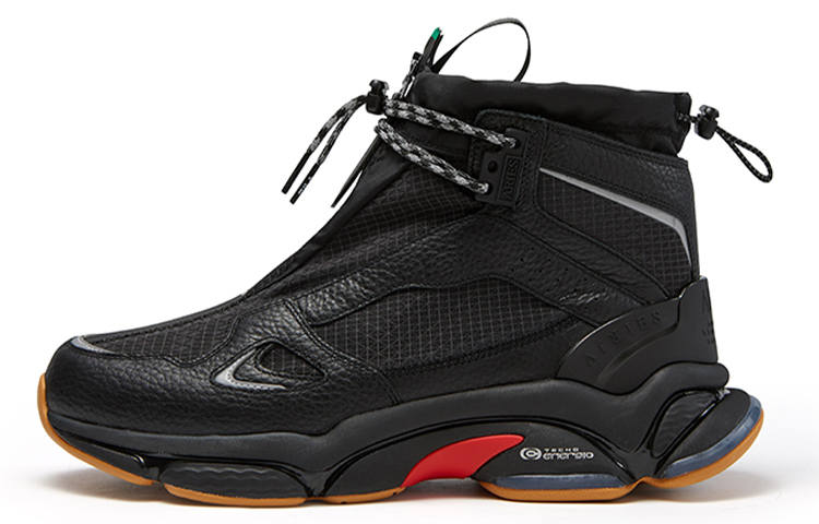 FILA FUSION Aries x FILA FUSION Textile, Synthetic Leather, Top Grain Cow Leather High top Casual Shoes Women's Black