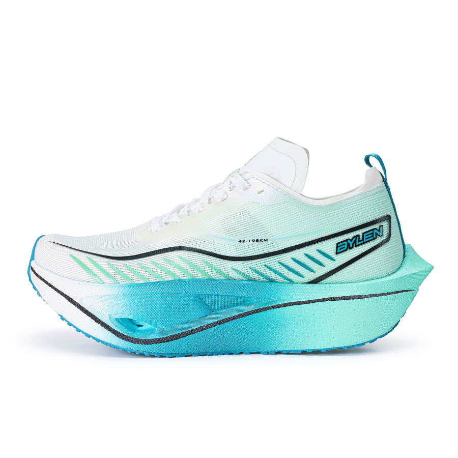 BYLEN Low top Genuine Carbon Plate Running Shoes Unisex Mismatched Color, Mint Blue