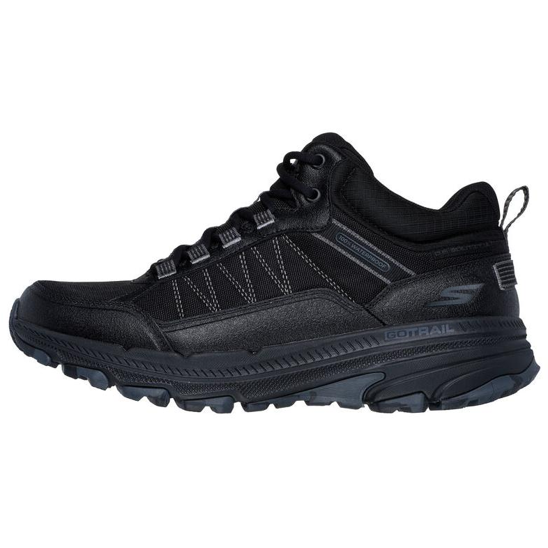 Skechers Go Run Trail Wear resistant And Waterproof Mid top Running Shoes Men's Black Gray
