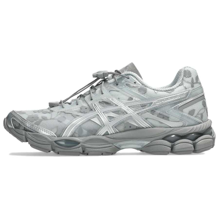 ASICS x CECILIE BAHNSEN Gel Cumulus 16 Mesh, Textile, Synthetic Leather Low top Grip Running Shoes Women's Gray Silver