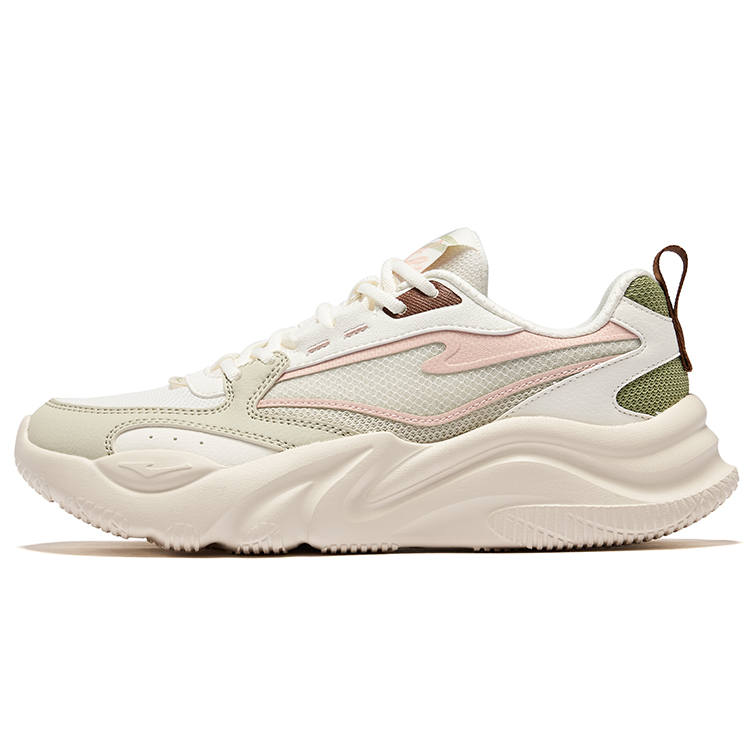 Erke Ao Wu Rebound Abrasion Resistant Breathable Low top Casual Shoes Women's Microcrystal White Smoke Green