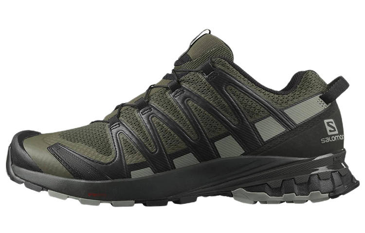 SALOMON XA Pro 3D V8 Textile, Leather Abrasion Resistant Low top Running Shoes Men's Black Green