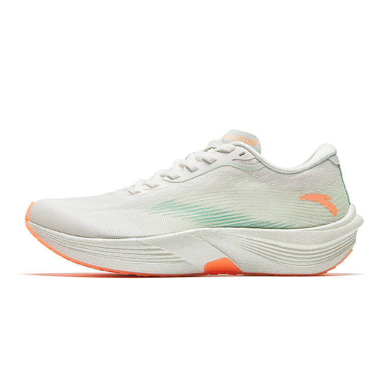 Anta Fabric Cushioning Slip Resistant Abrasion Resistant Low top Long Distance Running Shoes Women's White Green