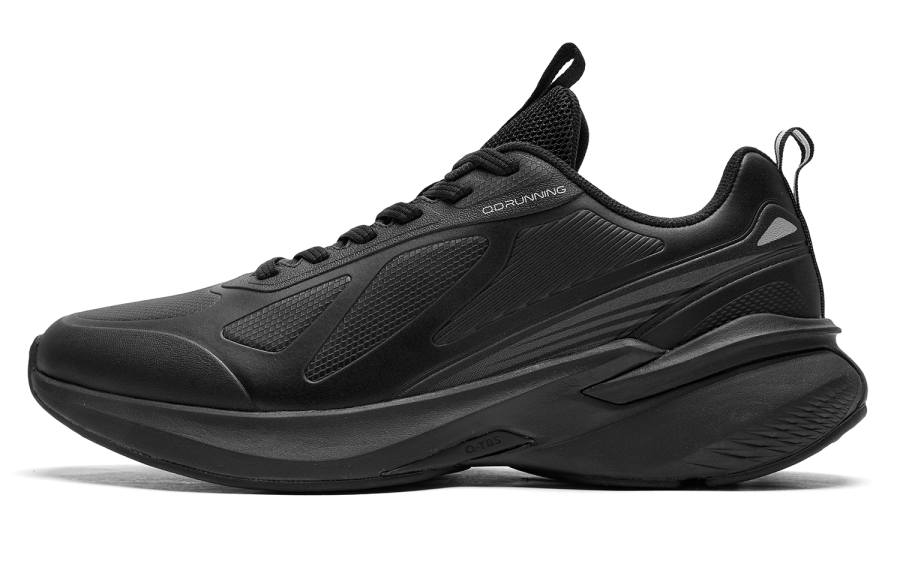 QIAODAN Cushioning Slip Resistant Abrasion Resistant Low top Casual Running Shoes Men's Black Gray