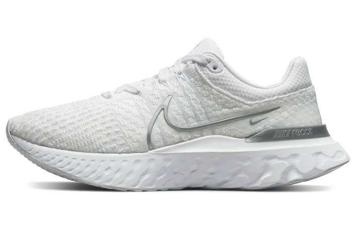 Nike Nike React Infinity Run Flyknit 3 Cushioning Abrasion Resistant Support Low top Casual Running Shoes Women's White Gray