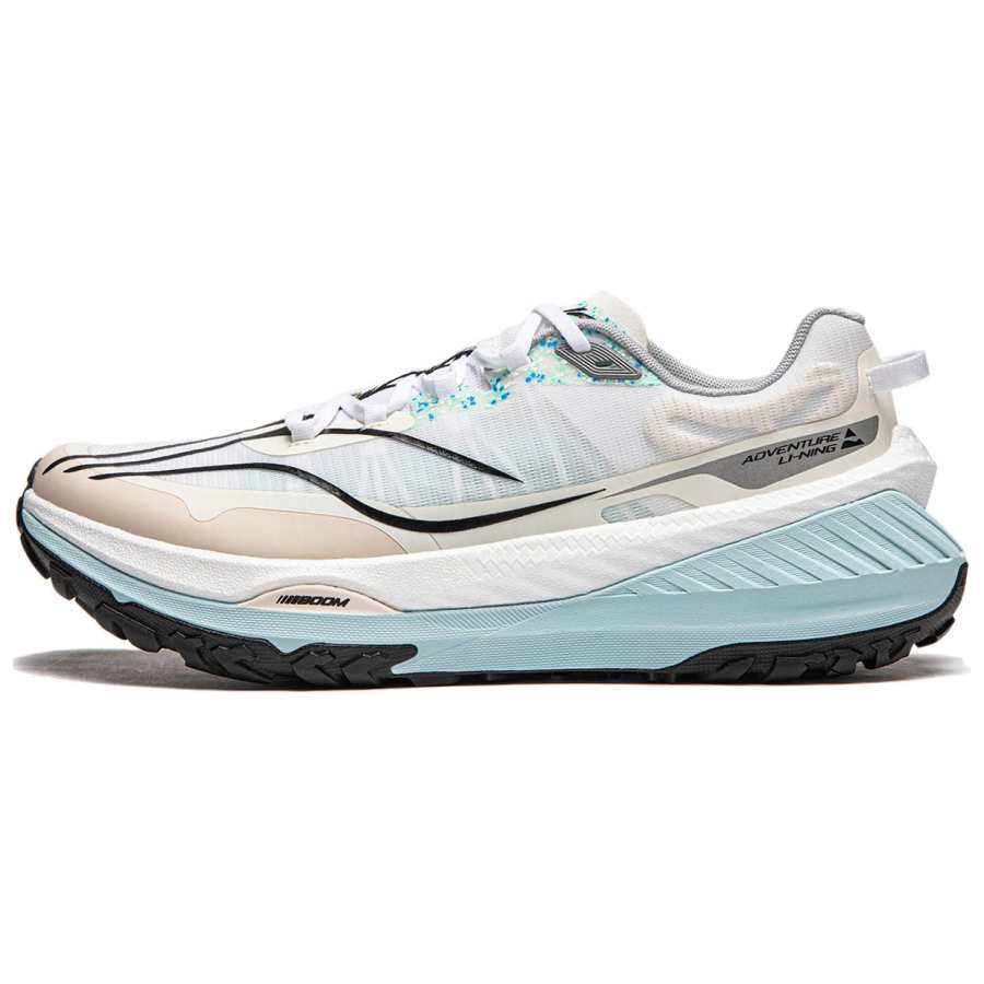 Li-Ning Li Ning Fabric Cushioning Slip Resistant Abrasion Resistant Support Rebound Low top Casual Running Shoes Men's Ecru