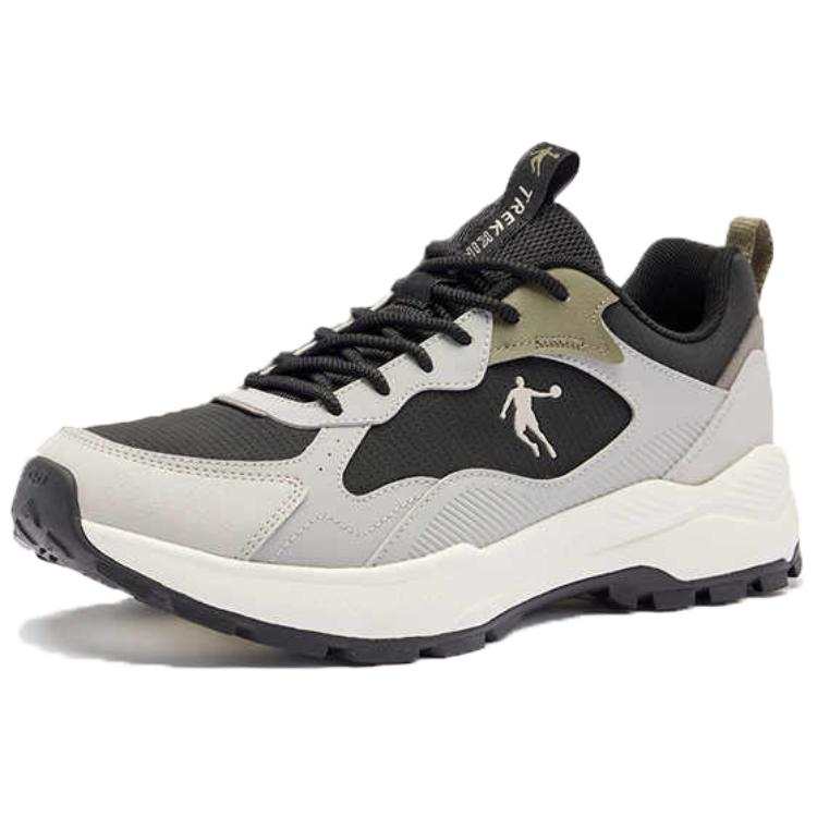 QIAODAN Slip Resistant Abrasion Resistant Low top Casual Trail Running Shoes Men's Black Gray