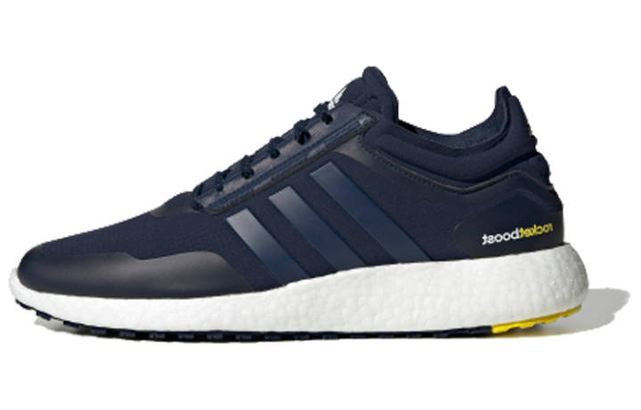 Adidas Adidas Rocket Boost Pu Cushioning Low top Marathon Running Shoes Men's Navy Blue Yellow