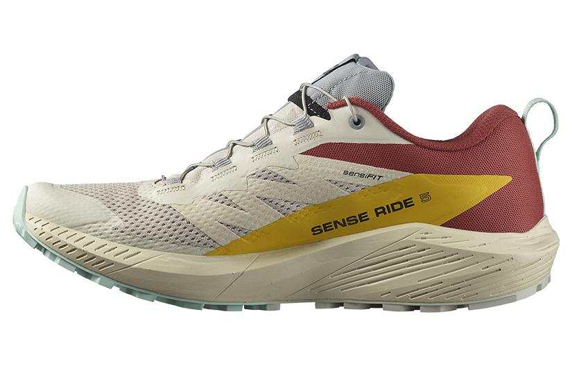SALOMON Sense Ride 5 Trail Running Shoes Men's Beige Yellow Red