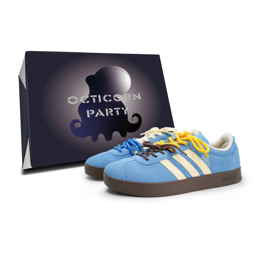 Adidas Adidas VL COURT 2.0 Octopus Party, Blue Moment, Box Included Slip Resistant Low top Skateboard Shoes Unisex Blue