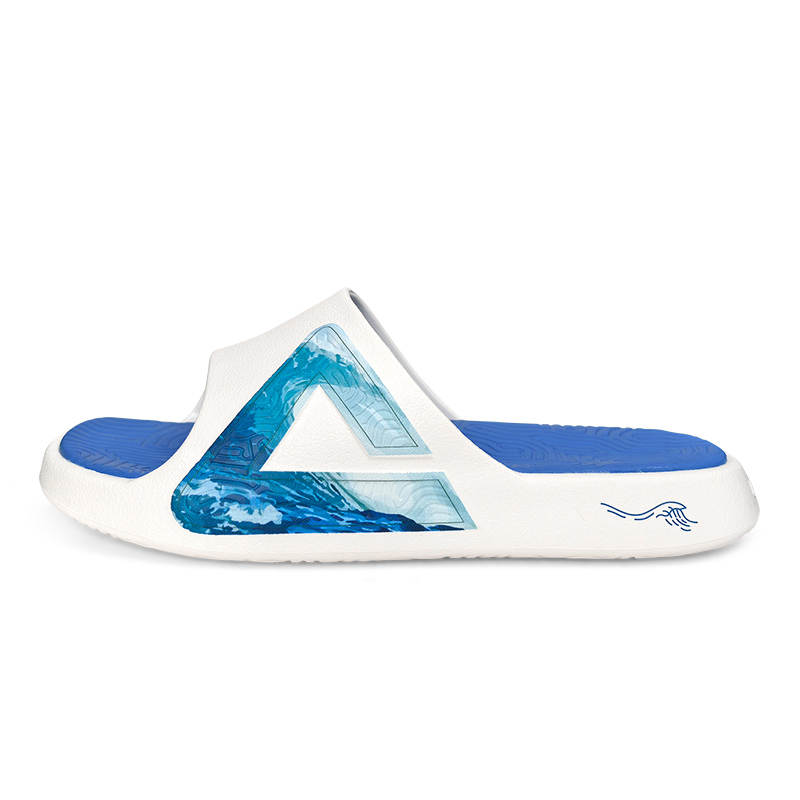 PEAK Taichi Classic Slippers Slip Resistant Abrasion Resistant Cushioning Slide Slippers Unisex White Color Blue